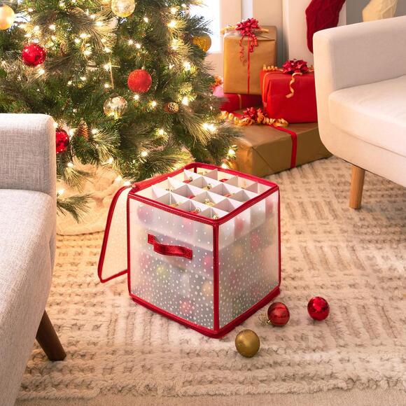 Simplify 64 Count Ornament Storage Box | Decorative Organizer L12 x W12 x H12 - Picture 1 of 4